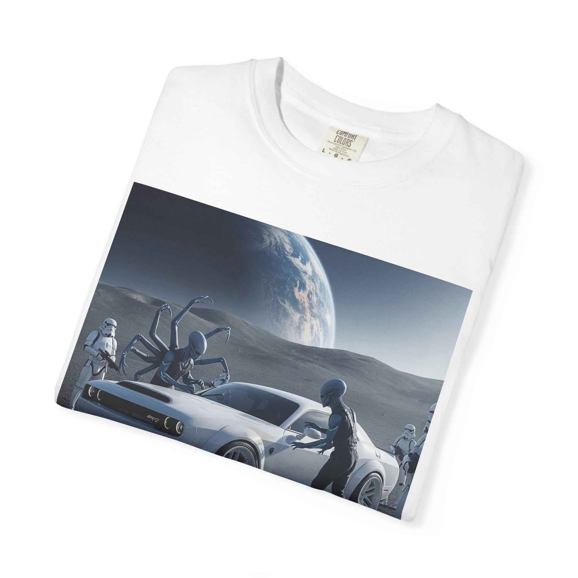 Cosmic Adventure Unisex T-Shirt | Trendy Graphic Tee | Space Car Design | Perfect for Sci-Fi Fans, Casual Outfits, Gift Ideas