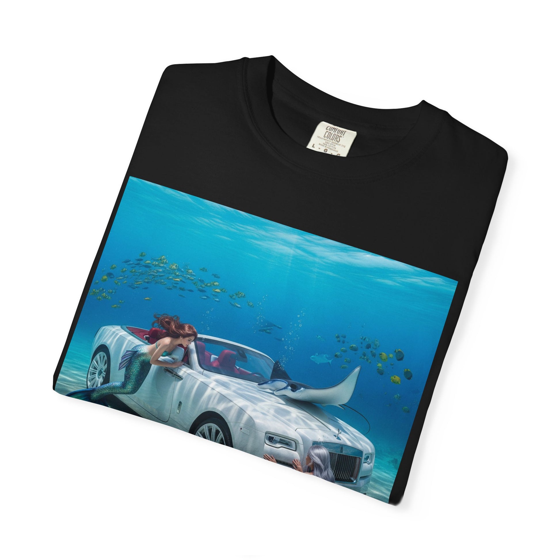 Underwater Mermaid Scene T-shirt, Ocean Art Tee, Summer Casual Wear, Beach Lover Gift, Unique Graphic Shirt