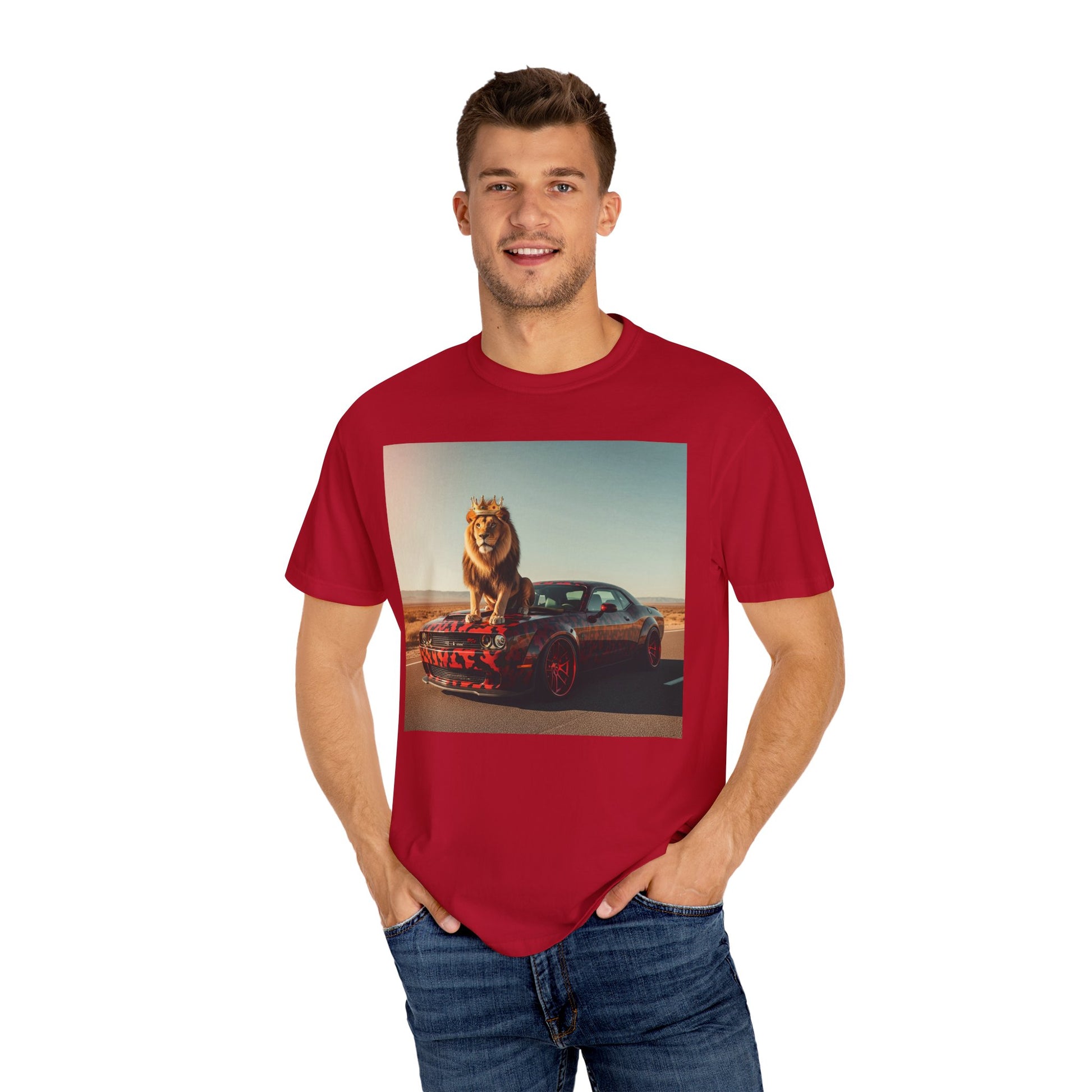 Fierce Lion Graphic Tee, Vintage Car T-shirt, Animal Lover Gift, Unisex Fashion Shirt, Cool Casual Wear, Unique Statement Top
