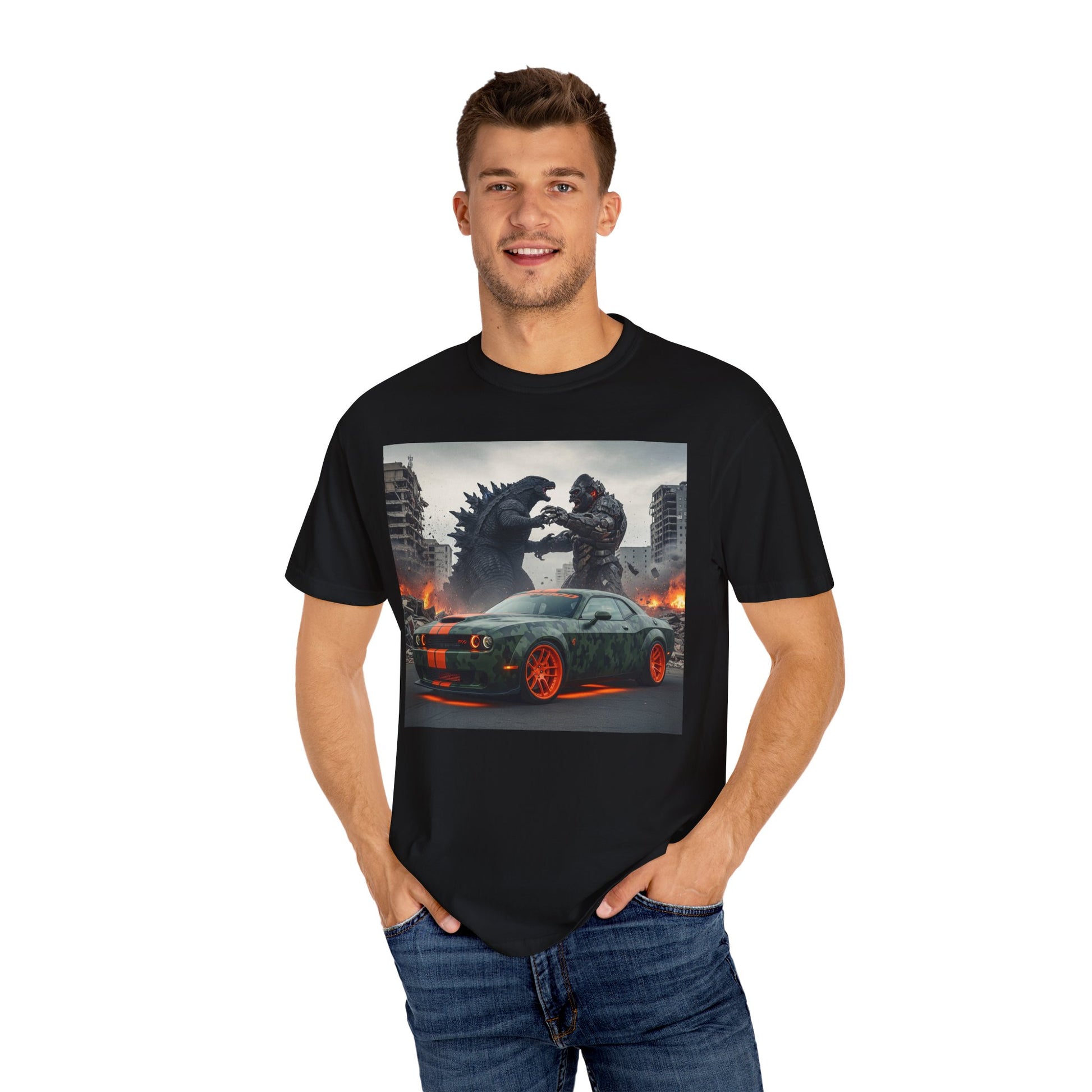 zilla vs. Monster Unisex T-Shirt, Graphic Tee for Men and Women, Perfect for Halloween, Gifts, Car Lovers, Movie Fans