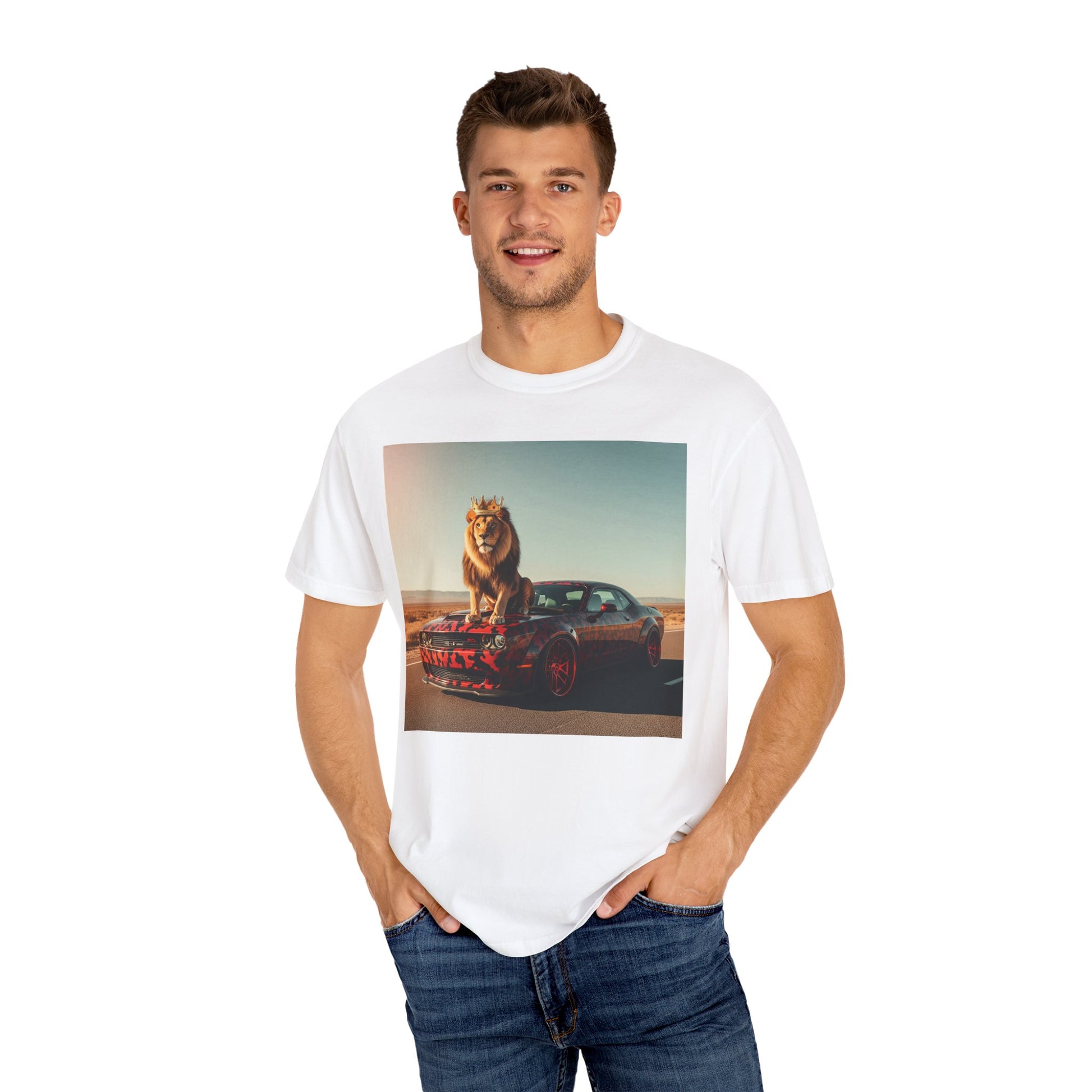 Fierce Lion Graphic Tee, Vintage Car T-shirt, Animal Lover Gift, Unisex Fashion Shirt, Cool Casual Wear, Unique Statement Top