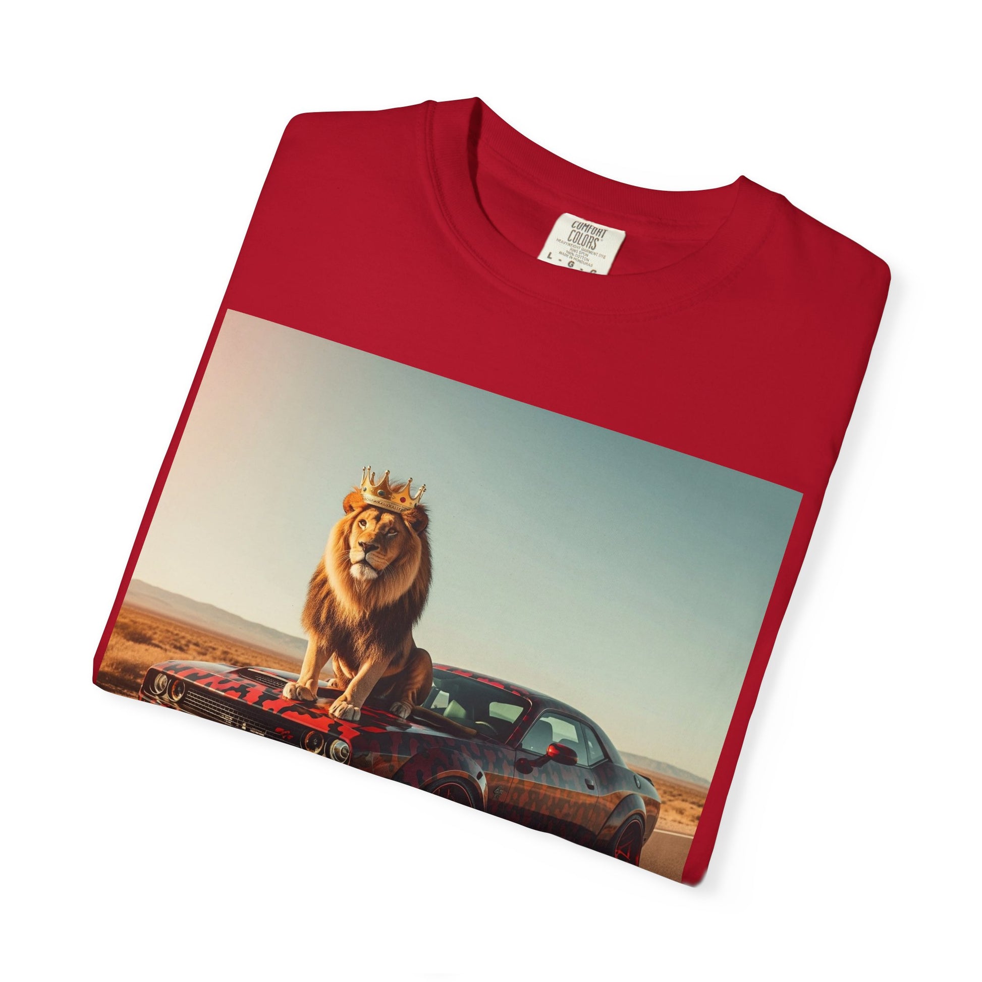 Fierce Lion Graphic Tee, Vintage Car T-shirt, Animal Lover Gift, Unisex Fashion Shirt, Cool Casual Wear, Unique Statement Top