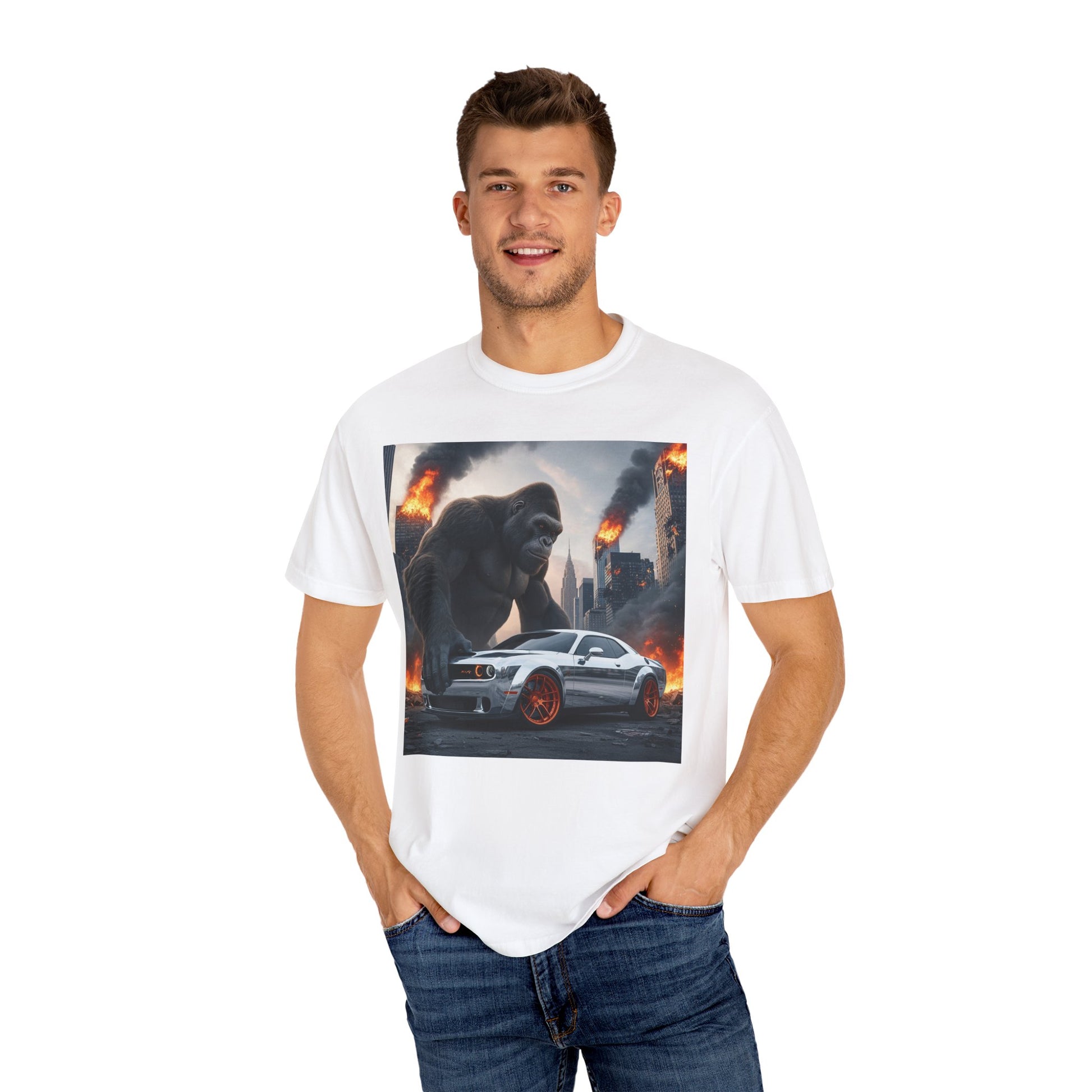 Epic Gorilla & Muscle Car Graphic Tee, Unisex T-Shirt, Casual Style, Streetwear Fashion, Gift for Car Lovers