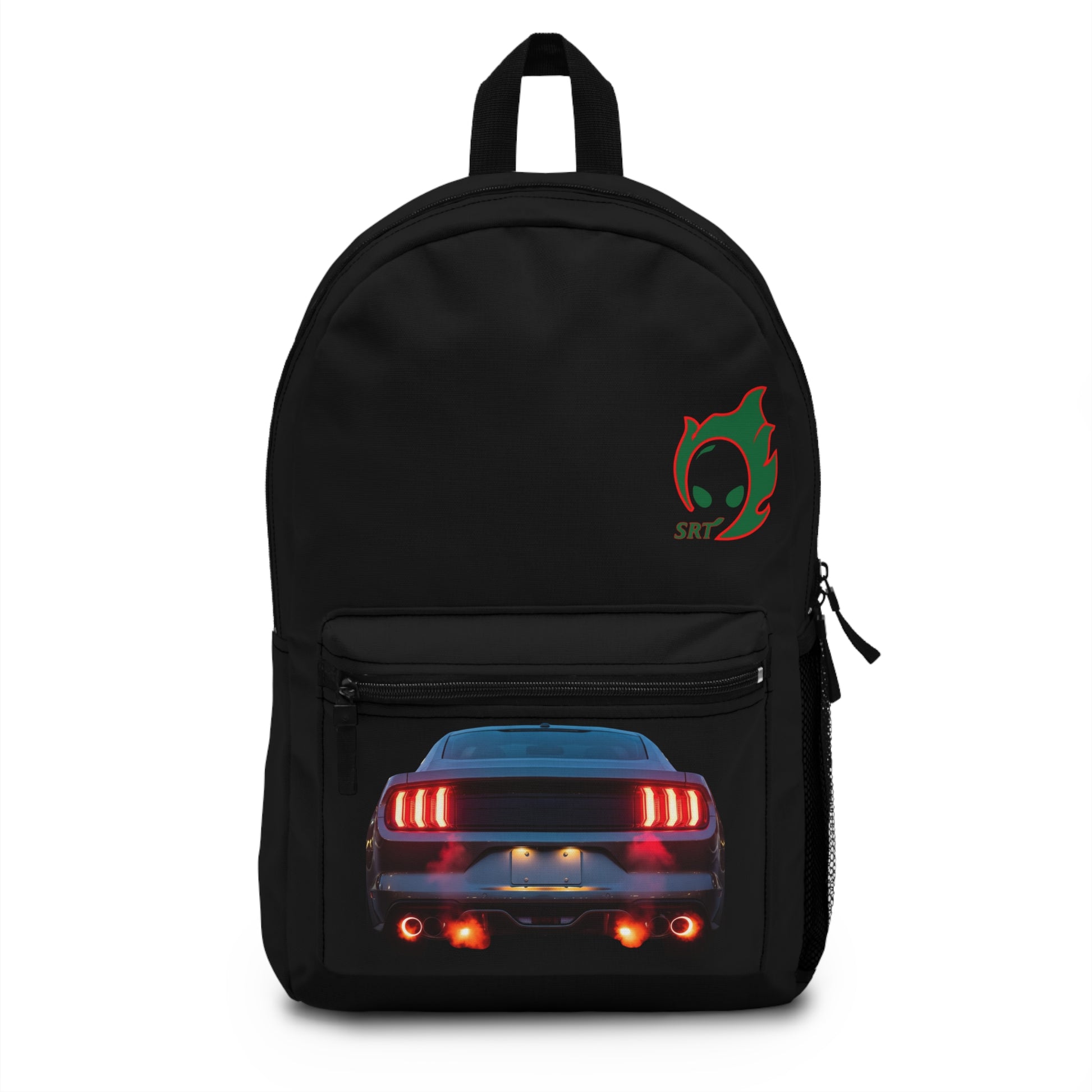 SRT Alien Flame Backpack - Cool Vintage Car Design, Perfect for School, Travel, Gifts, and Automotive Enthusiasts