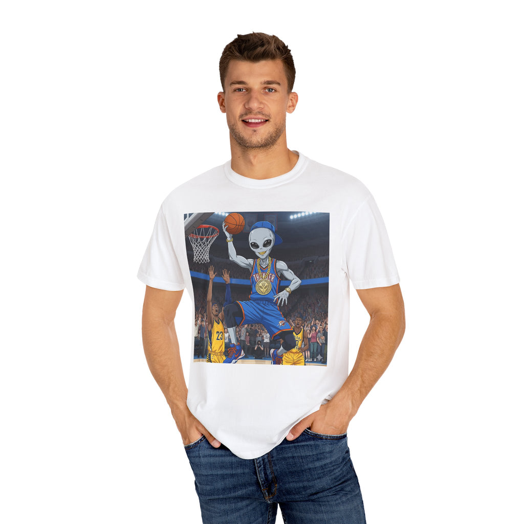 Alien Basketball Unisex T-Shirt, Fun Graphic Tee, Sports Apparel, Gift for Fans, Unique Streetwear, Casual Wear