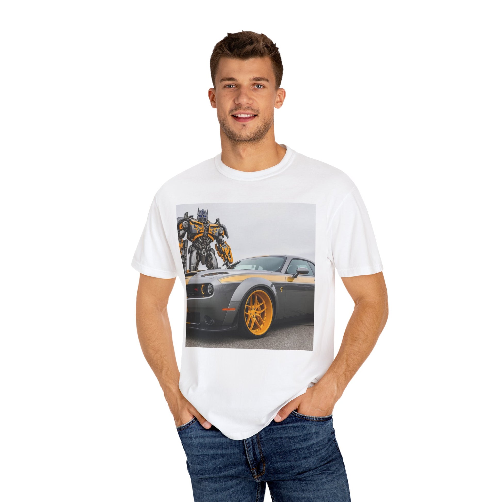 Transforming Car Tee, Unisex Graphic T-Shirt for Car Enthusiasts, Gift for Dad, Birthday Party, Automotive Style, Casual Wear