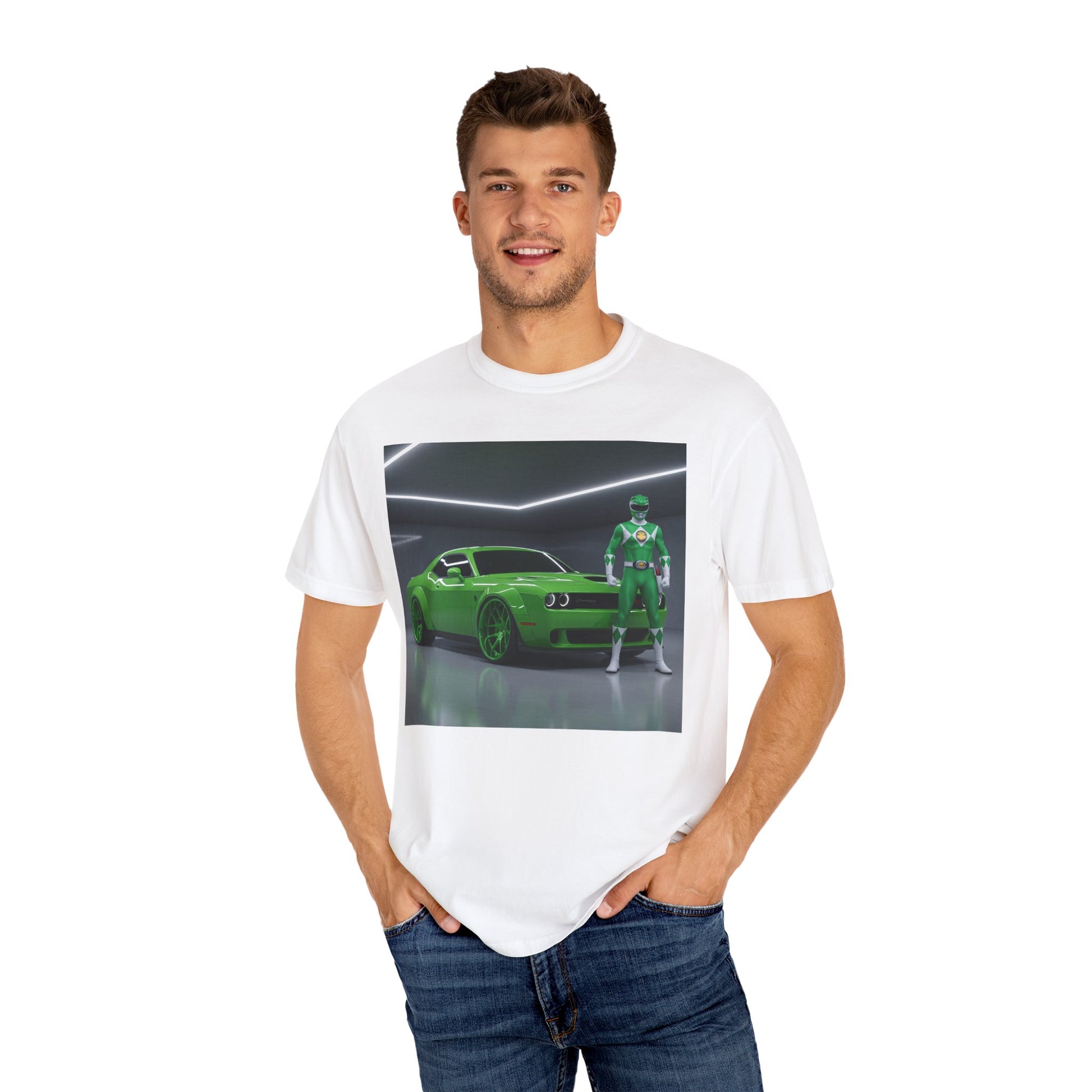 Green Power T-Shirt | Unisex Garment-Dyed Tee for Car Lovers, Fan Gear, Eco-Friendly Style, Birthday Gift, Movie-Themed Apparel
