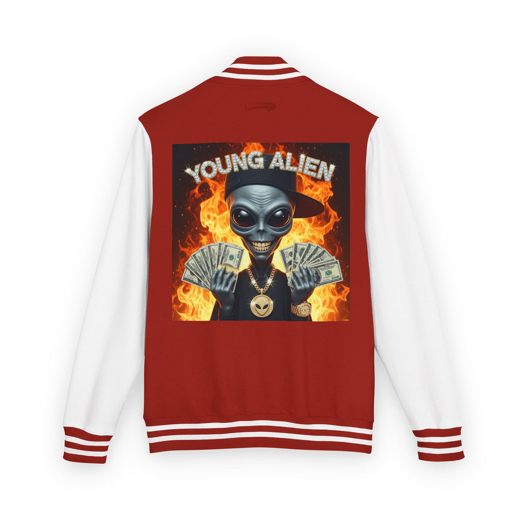 Youthful Alien Vibes Letterman Jacket, Retro Style Unisex Jacket, Trendy Outerwear, Casual Streetwear, Unique Gift for Teenagers