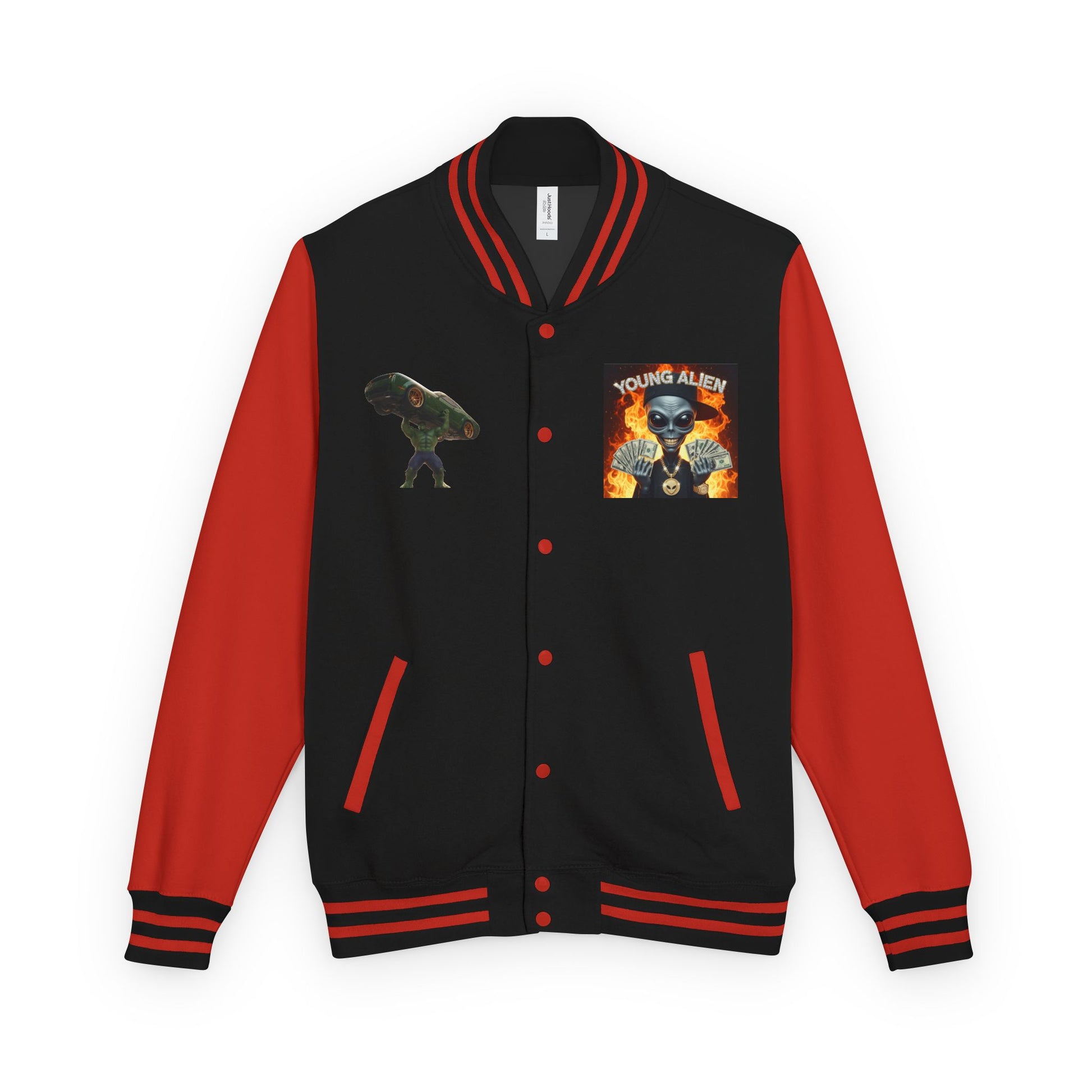 Youthful Alien Vibes Letterman Jacket, Retro Style Unisex Jacket, Trendy Outerwear, Casual Streetwear, Unique Gift for Teenagers